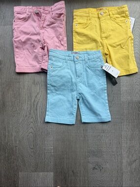 Kids' Cotton Blend Shorts in Pink, Yellow & Blue (3-Pack)